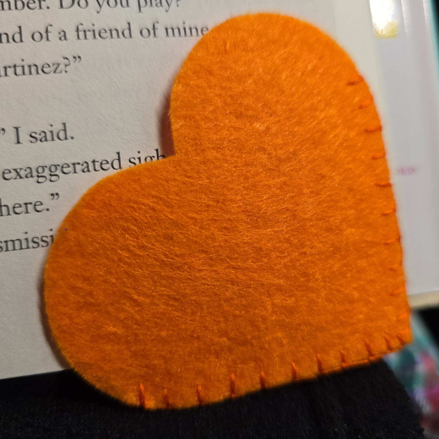 Orange Heart Corner Bookmark | Felt Bookmark for Book Lovers