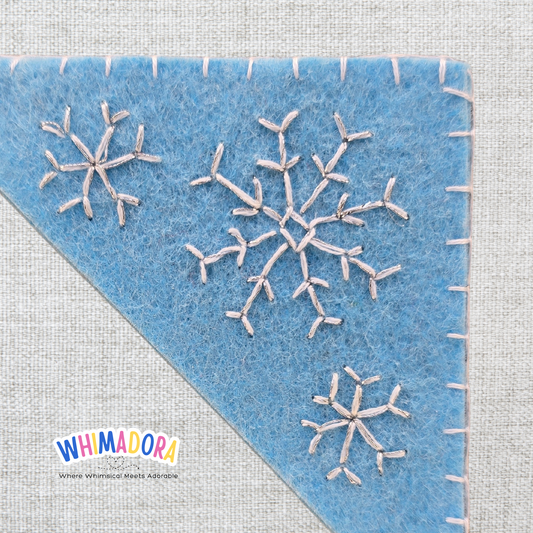 Snowflake Trio (Blue) Felt Corner Bookmark