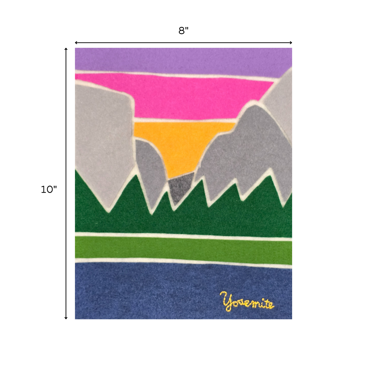 Yosemite abstract wall art with 8"x10" dimensions shown.