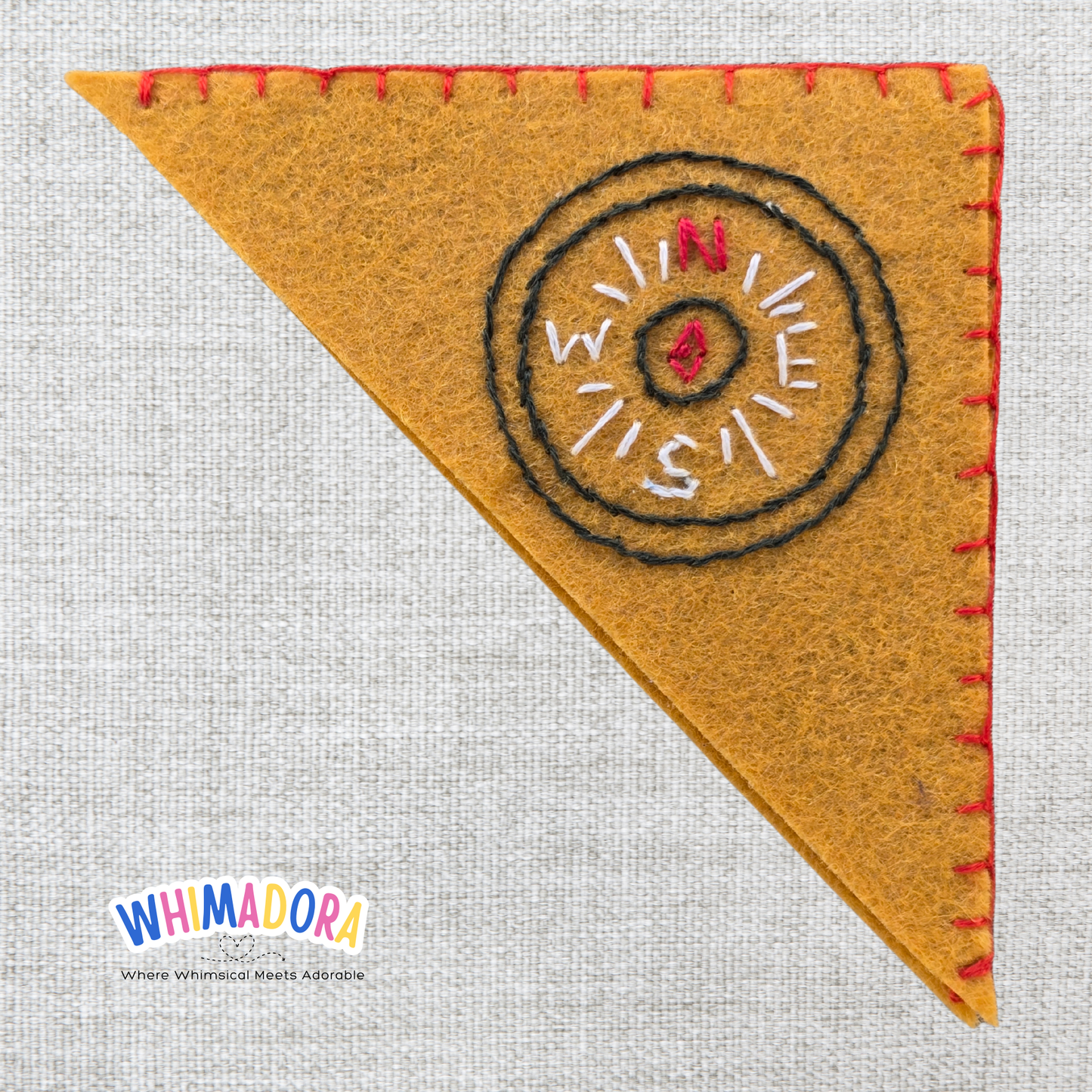 Adventure Compass Felt Bookmark – Embroidered Page Saver for Books & Journals