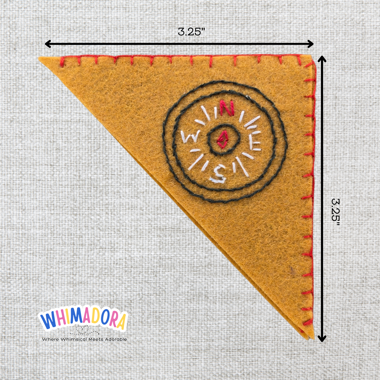 Adventure Compass Felt Bookmark – Embroidered Page Saver for Books & Journals