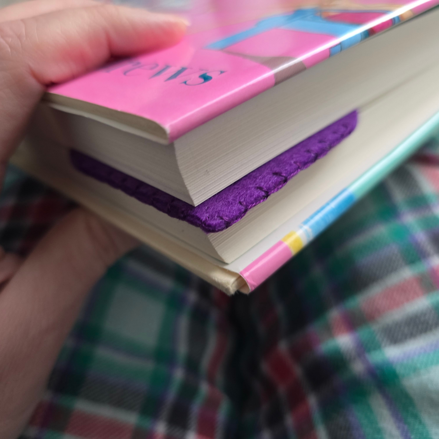 Dark Purple Heart Corner Bookmark | Felt Bookmark for Book Lovers