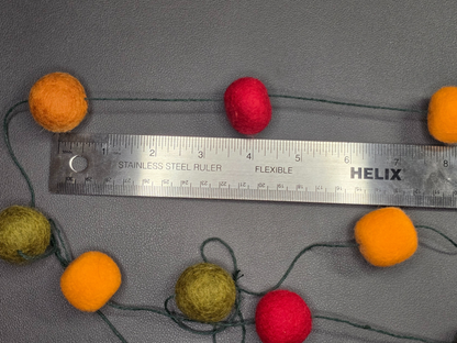 Falling Leaves Felt Ball Garland – Autumn Pom Pom Garland, Thanksgiving Mantel Decor, Fall Wool Ball Garland, Fall Decoration