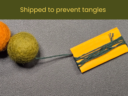 Falling Leaves Felt Ball Garland – Autumn Pom Pom Garland, Thanksgiving Mantel Decor, Fall Wool Ball Garland, Fall Decoration