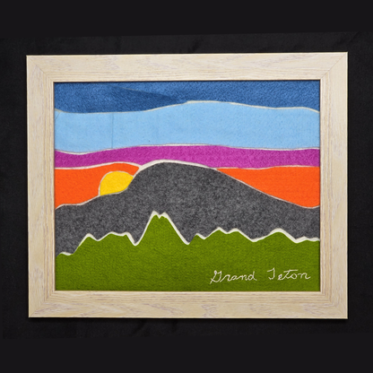 Abstract felt wall art that represents Grand Teton National Park