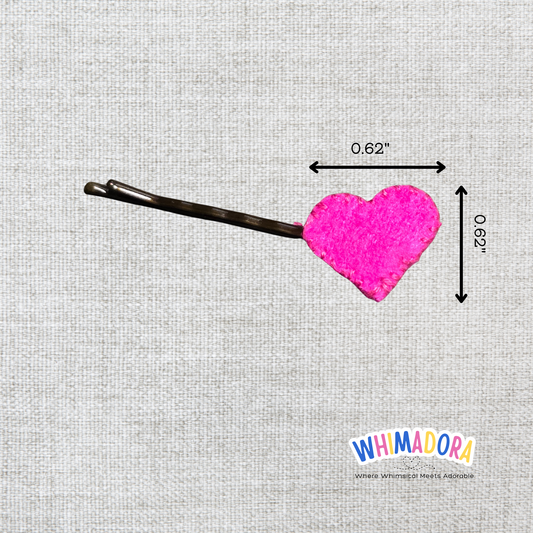 Mini Magenta Heart Felt Hair Clip | Handmade Kids Bobby Pin | Cute Pink Hair Accessory