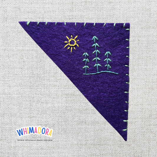 Pine Tree & Sun Corner Bookmark #1 | Felt Bookmark for Book Lovers