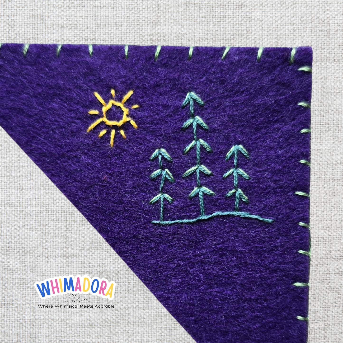 Pine Tree & Sun Corner Bookmark #1 | Felt Bookmark for Book Lovers