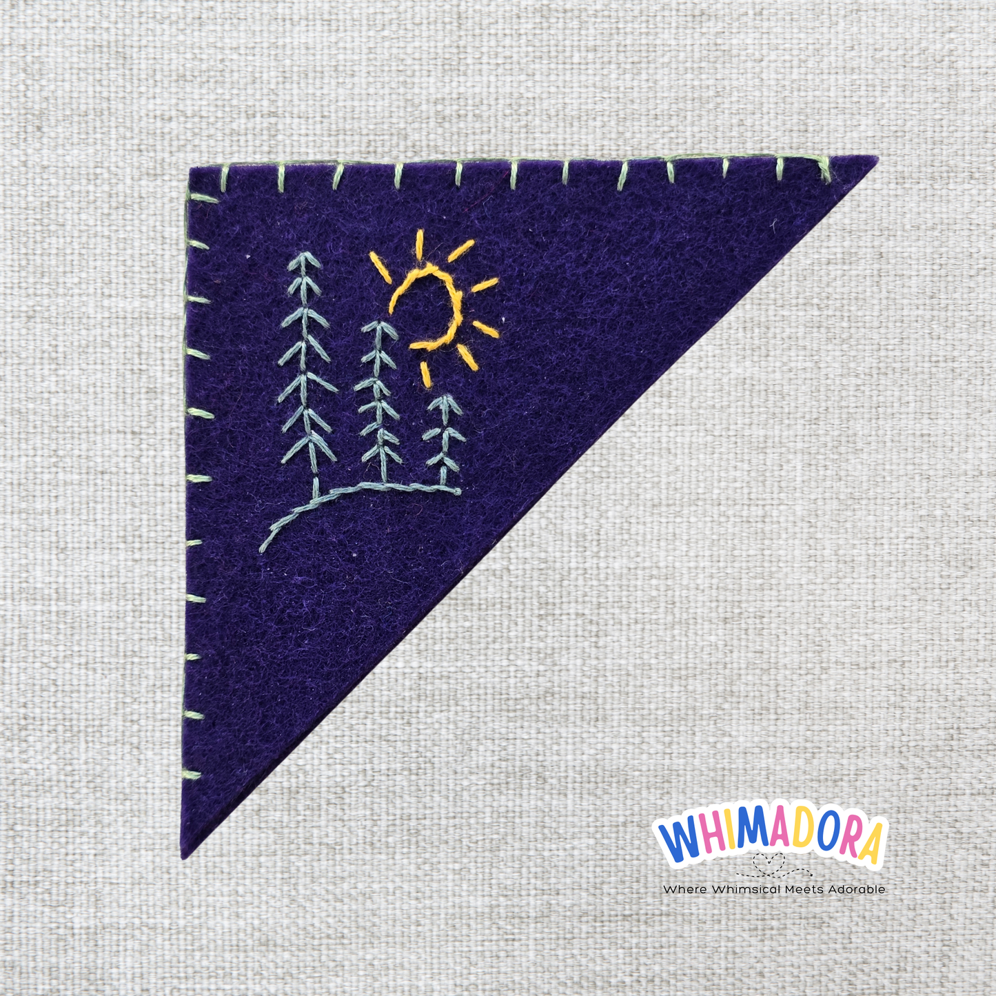Pine Tree & Sun Corner Bookmark #2 | Felt Bookmark for Book Lovers