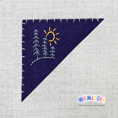 Pine Tree & Sun Corner Bookmark #2 | Felt Bookmark for Book Lovers