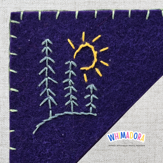 Pine Tree & Sun Corner Bookmark #2 | Felt Bookmark for Book Lovers