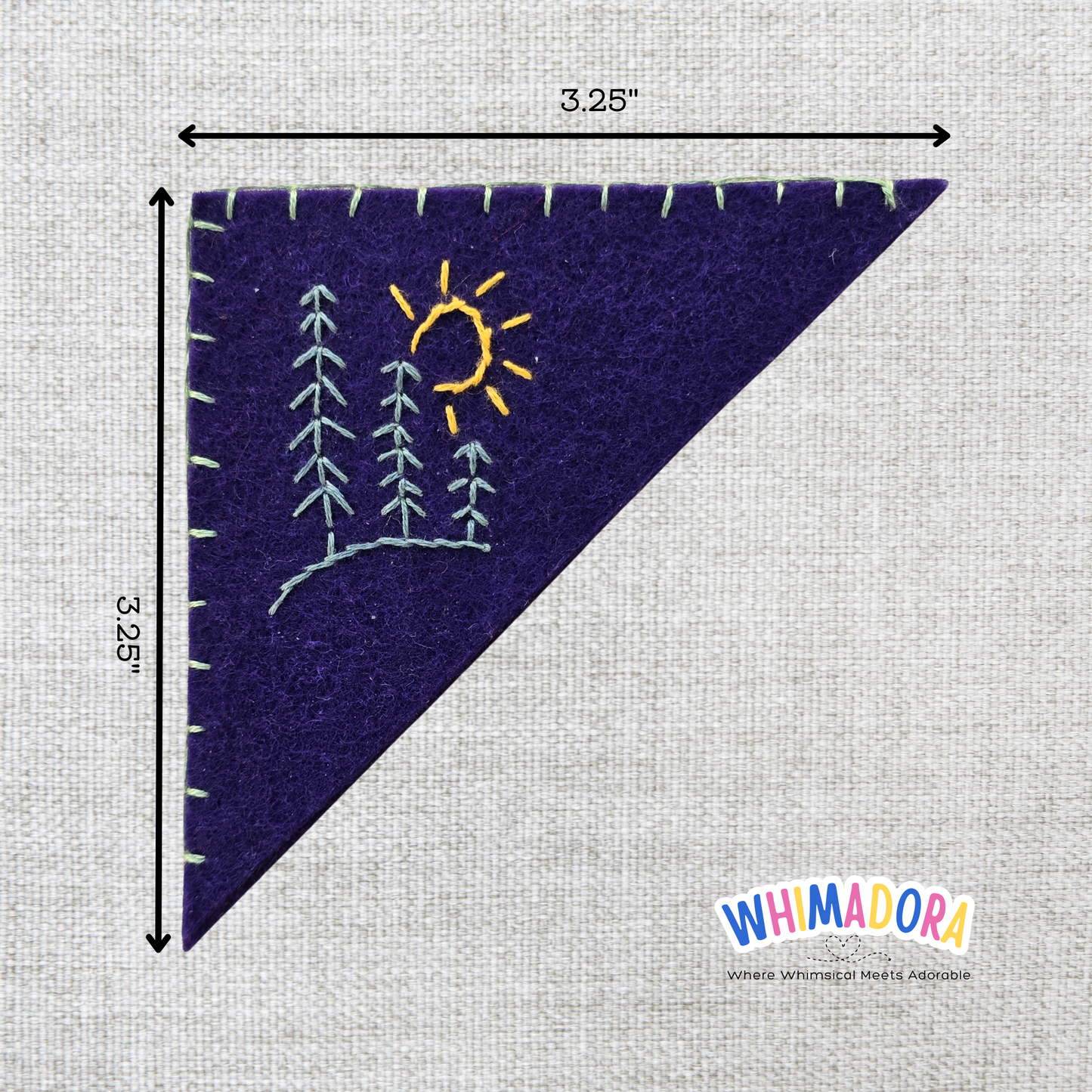 Pine Tree & Sun Corner Bookmark #2 | Felt Bookmark for Book Lovers