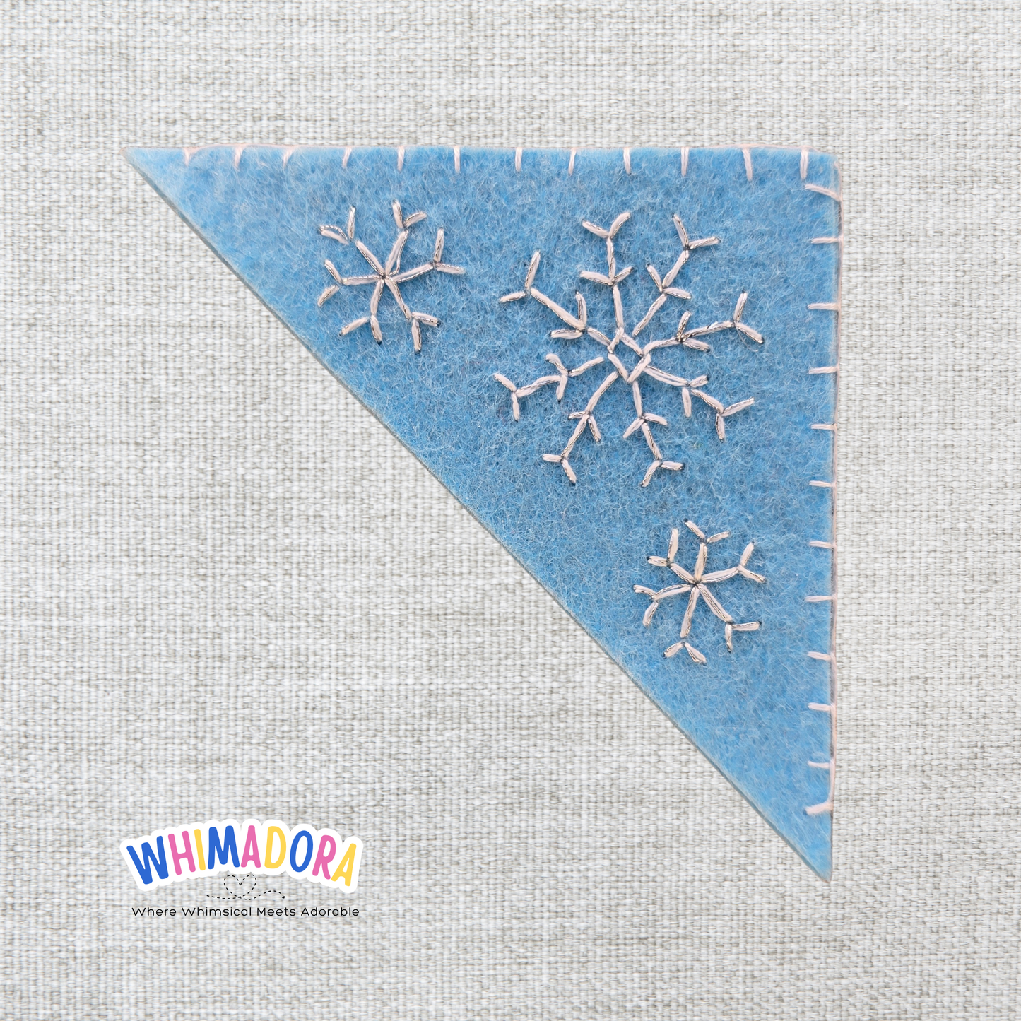 Snowflake Trio (Blue) Felt Corner Bookmark