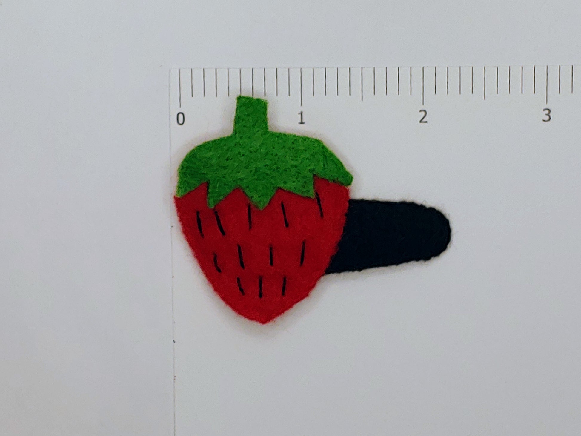 Large Strawberry Felt Hair Clip Dimensions: 1.5 inches wide