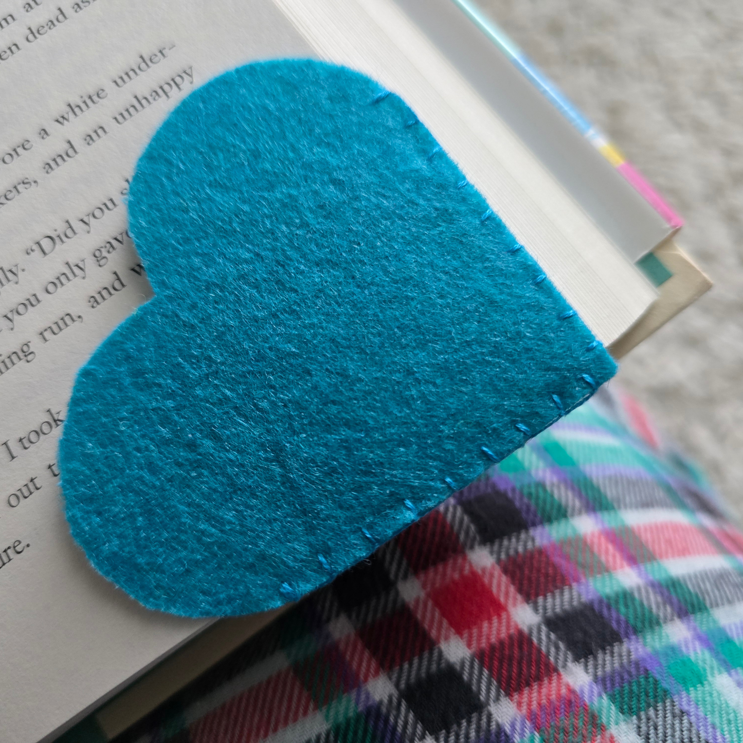 Teal Heart Corner Bookmark | Felt Bookmark for Book Lovers