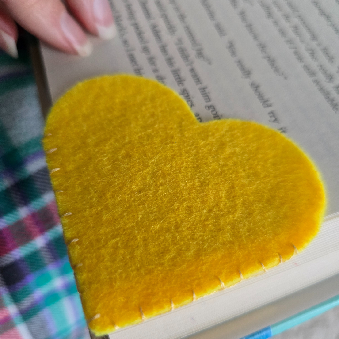 Yellow Heart Corner Bookmark | Felt Bookmark for Book Lovers