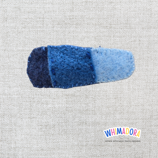 Ombre Blue Felt Hair Clip | Handmade Felt Hair Accessory