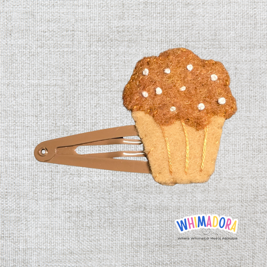 Chocolate Cupcake Felt Hair Clip | Handmade Kids Barrette | Cute Dessert Hair Accessory for Girls