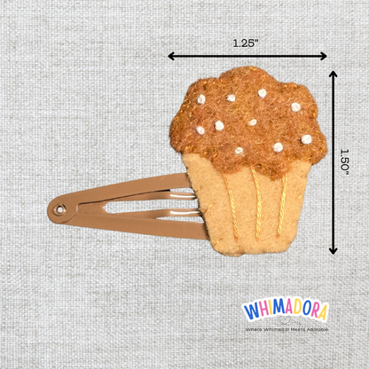 Chocolate Cupcake Felt Hair Clip | Handmade Kids Barrette | Cute Dessert Hair Accessory for Girls