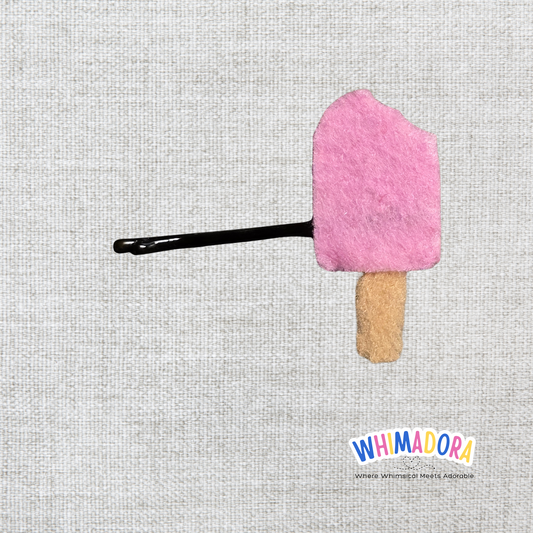 Pink Popsicle Hair Clip | Handmade Felt Summer Hair Accessory for Kids