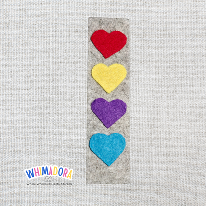 Stacked Rainbow Hearts Felt Bookmark – Handmade & Colorful