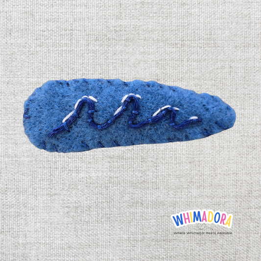 Lake Wave Felt Hair Clip | Embroidered Barrette