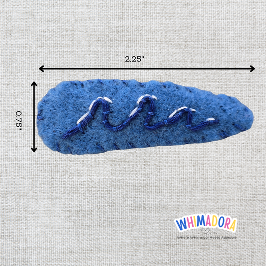 Lake Wave Felt Hair Clip | Embroidered Barrette