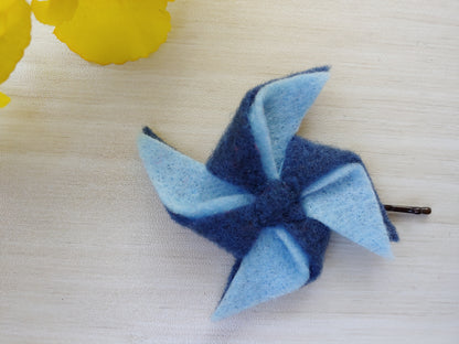 Eye-Catching Shades of Blue Pinwheel Bobby Pin - Ideal for Kids and Adults Alike