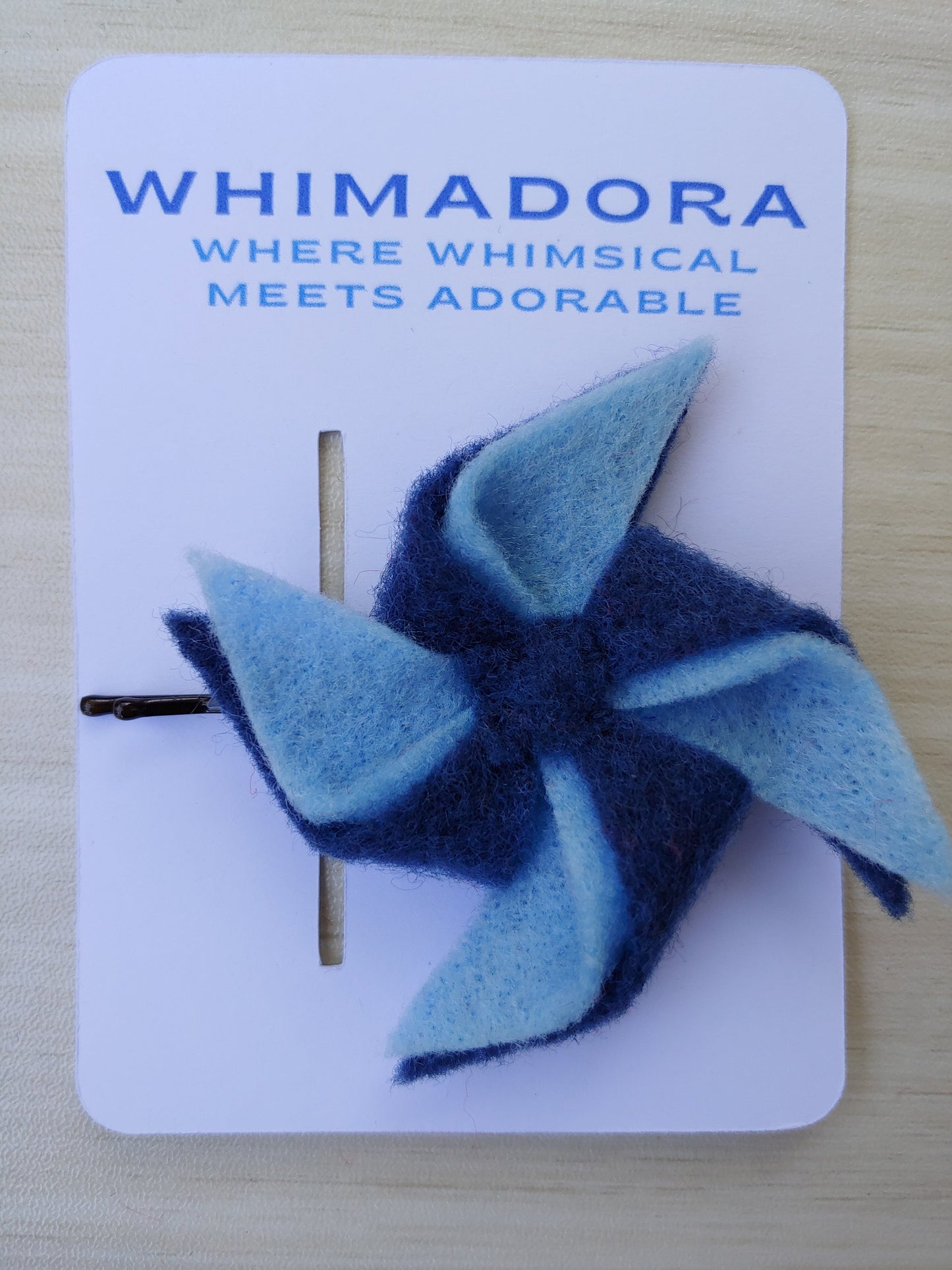 Handcrafted Blue Pinwheel Bobby Pin - Unique and Trendy Hair Accessory