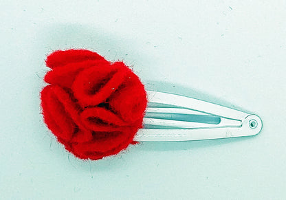 Red Flower Felt Hair Clip